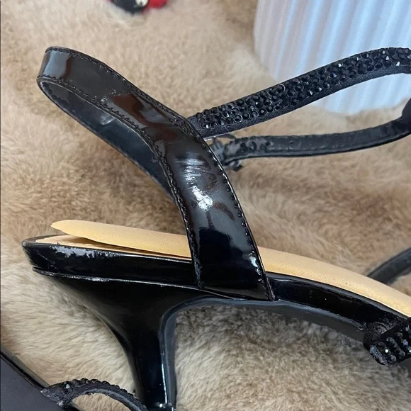 Vintage Vibe Boudoir Glam Black Sparkly Costume Heels – 8.5 Kitten Heel, 2.5” - Picture 8 of 13